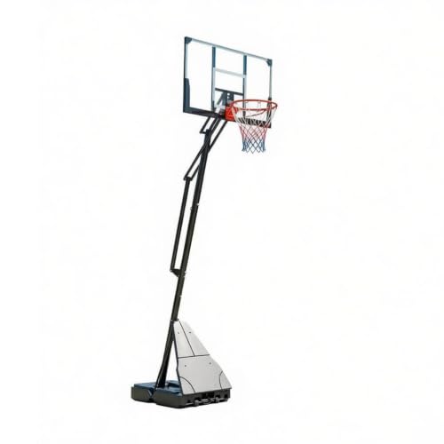 Steel PC Nylon Adjustable Basketball Hoop, 8-10ft Hand Crank Lift Portable Basketball Goal with Shatterproof Backboard Automatic Ball Return Fillable Base Wheels for Court Training - Image 2