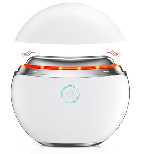 Masajeador Facial, Profey EMS Gua Sha, Masajeadores Faciales 4 Modos, 45℃ Calor y VibracióN, con LED Luz Roja Azul Violeta, Anti-Edad, Microcorrientes Facial Lifting y Tensado, Rejuvenecimiento