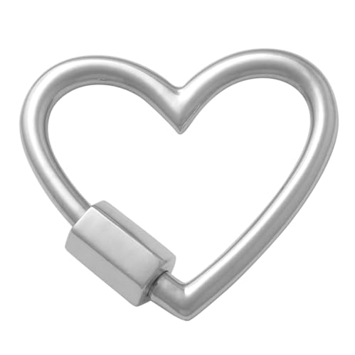 ANYGOLDS 14K REAL Solid Gold Heart Enhancer Connector - Durable Chain Enhancer for Multiple Charms - Thick Link - 1 Piece - Pendant Extender (14K White Gold)