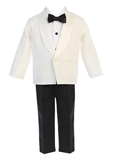 iGirldress Baby/Toddle/Boys Ivory Black Navy Jacket Pants Shirt Bowtie Tuxedo Ring Bearer Suit