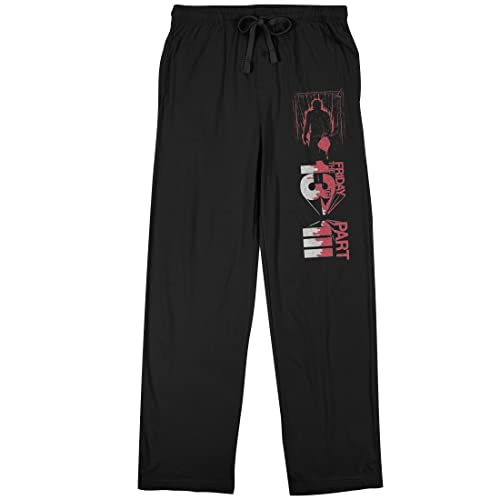 Friday the 13th Blood Splat on Jason Men's Black Graphic Sleep Pajama Pants