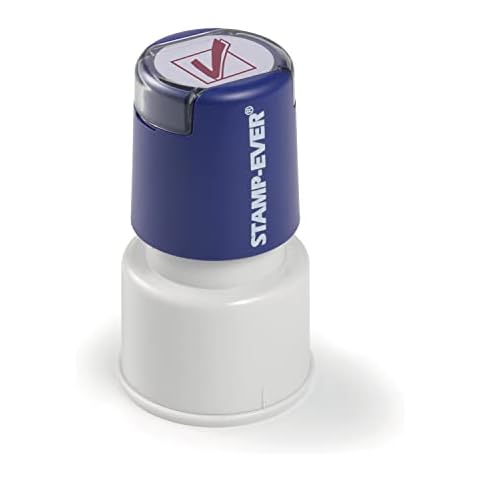 Stamp-Ever Pre-Inked Message Stamp – Checkmark, Red Ink – Impression Size: 3/4" Round Cover