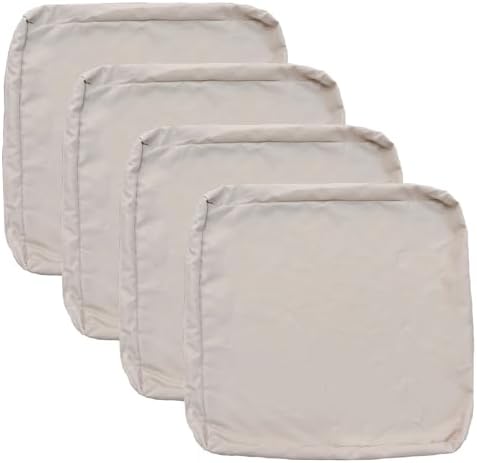 FLYMEI Patio Cushion Covers 25x25x5 Waterproof Outdoor Cushion Cover Replacement 4Packs Outdoor Seat Cushion Slipcover for Rattan Chair Sofa, Apricot