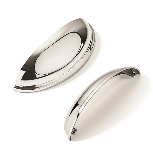 khtumeware 2 Pack 4" Drawer Pulls Polished Nickel Cabinet Cup Pulls Kitchen Hardware Cabinet Handles Drawer Handles Knobs 4 inch Hole Center