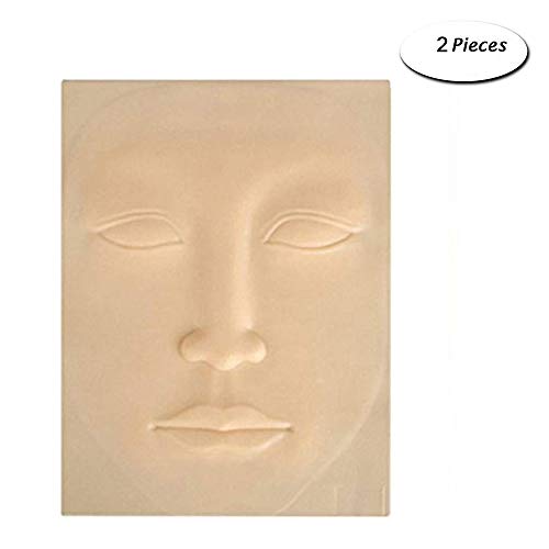 Pinkiou 2 PCS 3D Microblading Tattoo Practice Skin for Eyebrows Lips Permanent Cosmetic Makeup Training Fake Skin for Beginners and Experienced Tattoo Artists (3D face)
