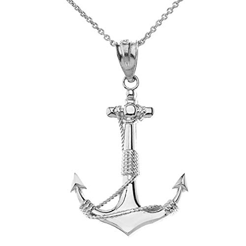 Certified 10k Gold Twisted Style Nautical Rope Fouled Anchor Pendant Necklace
