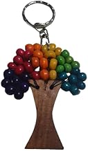 pch9 Multi Tree of Life Wooden Keyring 7 cm, Wooden Beads, Total H 11 cm Lucky Amulet Against Jella Multicolor, To be chosen, One size