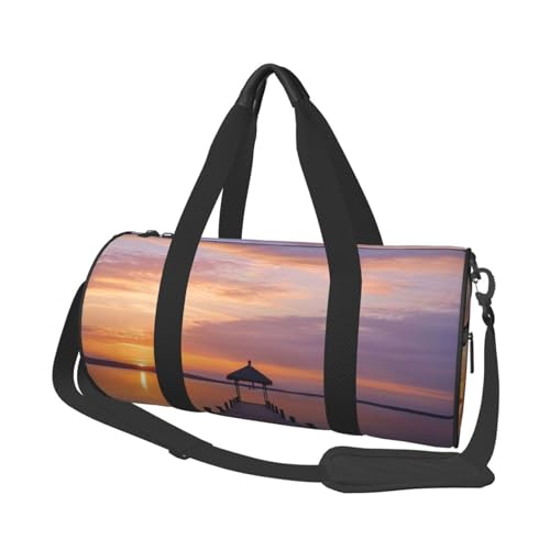 Serene Sunset Printed Travel Bag,Round Personal Item Storage bag,Foldie Duffel Bag for Traveling Vacation,Fitness,Sports