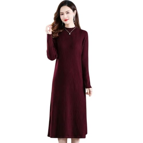 Robe en tricot à manches longues col montant vêtement chaud femme