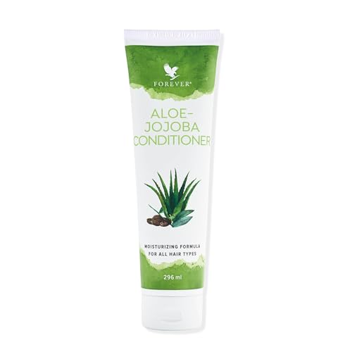 Acondicionador Forever Aloe Jojoba – 40% de aloe vera y aceite de argán para hidratación y suavidad, sin sulfatos, aroma tropical, cuidado para todas las condiciones del cabello (1 x 296 ml)
