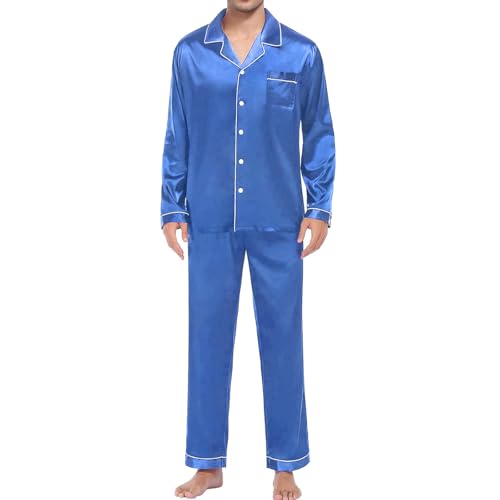 Pyjama en satin pour homme ensemble de nuit confortable à manches longues