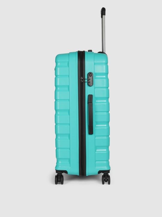 Image of Teakwood Large 8 Wheels Trolley Bag, Hard Cabin with Zipper Closure, Adjustable Push Button & Cross Side Strap, TSA Lock System 360 Degree (Large, Aqua Green)