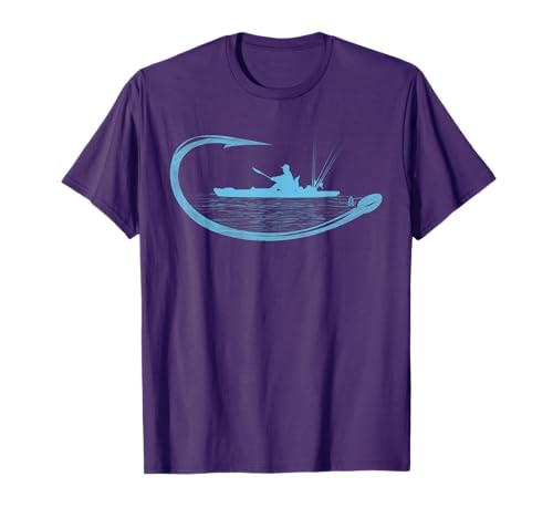 Kayak Fisherman Fishing Hook Graphic Kayaker Angling T-Shirt
