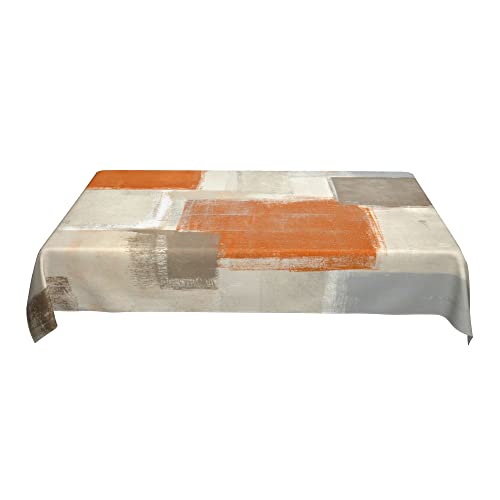 Mutakin Orange Grey Abstract Art Painting Rectangle Tablecloth Waterproof Table Cloth Washable Table Cover For Decoration Kitchen Dining Room 60X90 Inch #TOP7