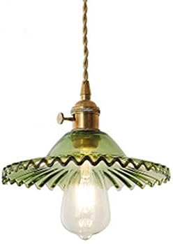 AOBOLA Modern Home Style Folded Wave Shaped Glass Pendant Lighting Copper Chandelier Hanging Lamp Restaurant Bar Living Room Corridor Bedroom Bedside Ceiling Lampshade (Green)