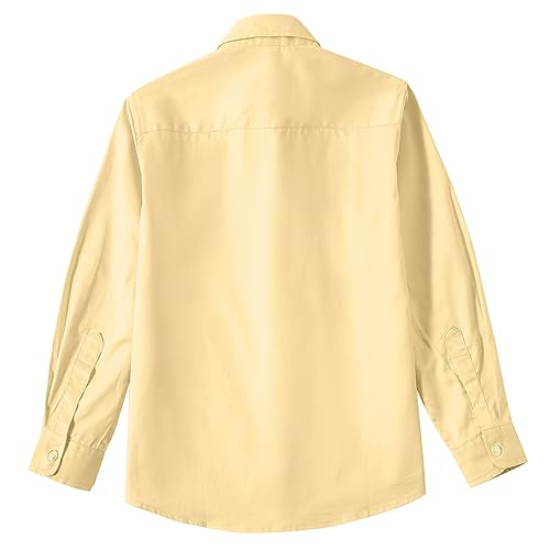 Image of Boys' Button Down Dress Shirts Kids Long Sleeve Solid Collared Uniform Shirt for Toddler Boy (Size 2T-20)