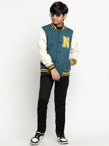 Image of Li'l Tomatoes Boys Winter Fleece Varsity Jacket | Warm Snap Button Baseball Style Sweatshirt | Casual Wear | 9-16 Years