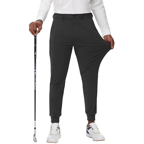 MIVEI Men's Golf Joggers Pants Belt Loops Slim Fit Stretchy Sweatpants Work Travel Dress Casual Tapered Pants Quick Dry UPF50 Cover