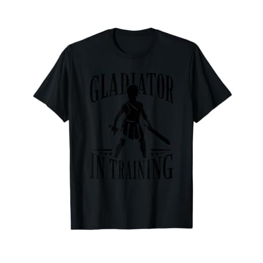 C.J.'s Roman History Empire Gladiador en entrenamiento, LARP Imperio Romano Warrior Boys Camiseta Negra Talla S