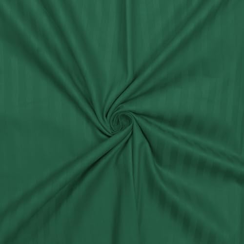 Image of Cotton Plain Stripe Single Bedsheet with 1 Pillow Cover (60 X 90 Inch) - Dark Green