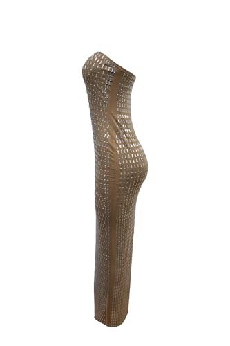 Image of PORRCEY Women's Sexy Elegant Rhinestone Sleeveless Party Club Night Hot Drilling Clubwear Evening Dresses