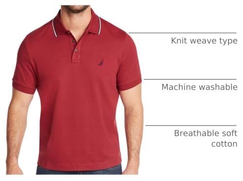 Image of Nautica Men's Classic Fit Short Sleeve Dual Tipped Collar Polo Shirt