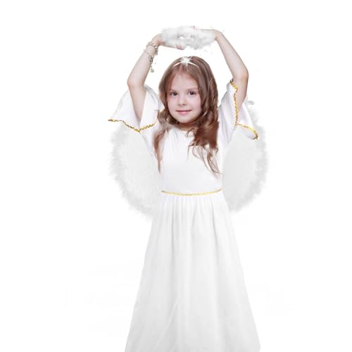 SULOLI Engel Kostüm Krippenspiel Engelskostüm Kinder Weihnachten Engel Kleidung für Karneval Party Cosplay (S)