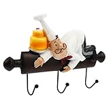 Balacoo Ganchos Adhesivos de Pared Diseño Chef de Dibujos Animados, Fabricados en Hierro y Resina, para Cocina y Almacenamiento Hogar