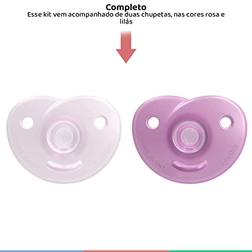 Chupeta Avent Philips Calmante Soothie 4-6m Rosa Kit C/2
