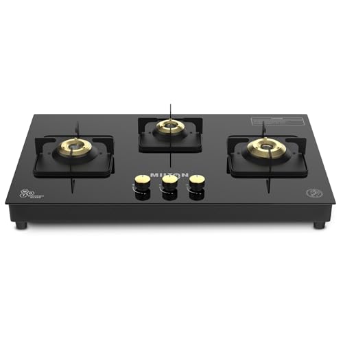 Milton Champion Top Hob Cooktop 3 Burners Gas Stove | Manual Ignition | 8mm Toughened Glass Top | ISI Certified...