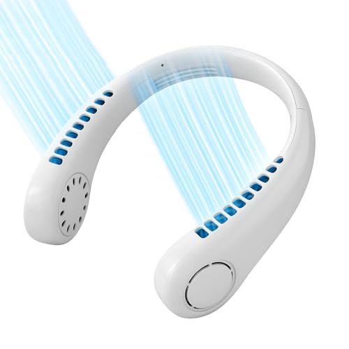 DIY TECH UK - CoolBlast Flex - Portable Neck Fan - Adjustable - Hands Free USB Rechargeable Bladeless Personal Neck Fan - 5 Wind Speeds - Wearable for Sport Travel Home Office Indoor Outdoor - White