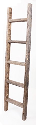 BARNWOODUSA Rustic Decorative Ladder - 100% Upcycled Wood (60" x 12" x 1.5", Weathered Gray)