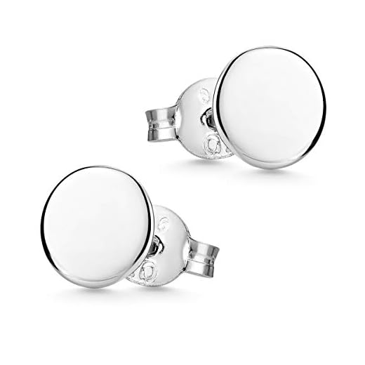 Materia Herren Ohrstecker Silber 925 rund flach Plättchen Ohrringe Männer SO-438-5mm