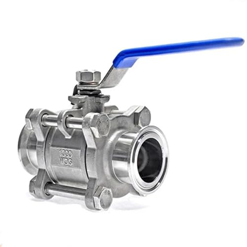 Válvula de bola de 1/2 pulgada en acero inoxidable de 3 piezas para conexiones clamp de fluidos 5