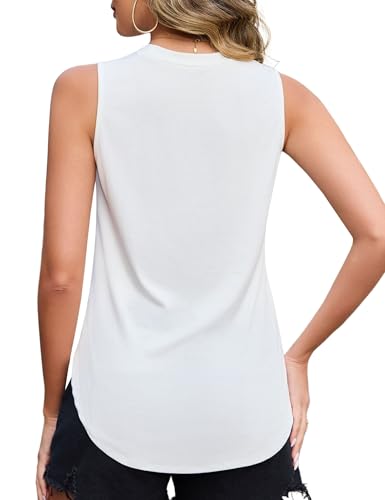 Gyabnw Ladies Sleeveless Vest Cotton Tank Top White - Image 2