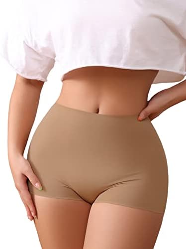 SheIn Women's High Waisted Shapewear Panty Seamless Tummy Control Boy Shorts Underwear Camel S