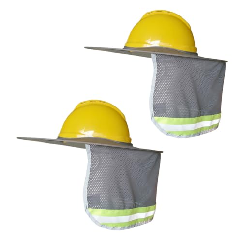 Image of XIAKE Hard Hat Sun Shade Full Brim Mesh Neck Sun Shield with Reflective Strips Neck Sunshade Cover (2 Packs Grey)