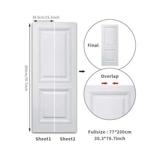 Door Stickers for Interior Doors Self Adhesive, Wall Sticker Decal for Bedroom Home Decor Waterproof, Removable Premium Vinyl Upgrade, European Classic White Door - Image 2