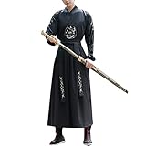 Deluxe Ancient Chinese Knight Swordman Kungfu Suit Traditional Hanfu Dress Martial Arts Clothing Suit Outfits (39-Black, M)