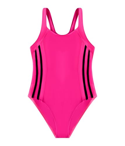 Fato de banho desportivo para meninas, fato de banho de uma peça, roupa de banho atlética com alças grossas para meninos de 8 a 16 anos, La638-rosa, 14-16 anos