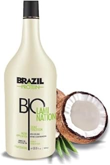 Brazil Protein Bio Lamination Shine (1000ml) - Coconut Scent - Liquid - Hygienic Packaging - All Hair Types