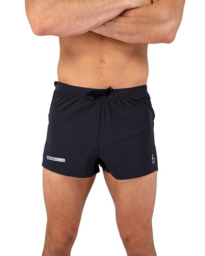 FlipBelt Black Athletic Elite Running Shorts for Men, Lightweight Moisture Wicking Exercise Shorts with Pockets, XS-XL