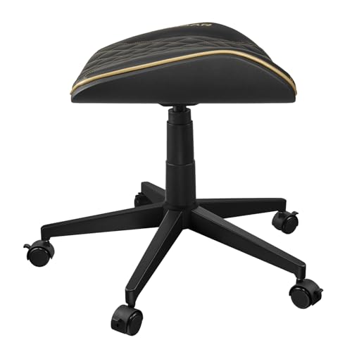 COUGAR Crosser Gold - Taburete Multiusos para Videojuegos, Asiento Festoneado, tapizado de Piel sintética de PVC, Altura Ajustable, Base con 5 Ruedas, soporta hasta 120 kg, Color Negro y Dorado
