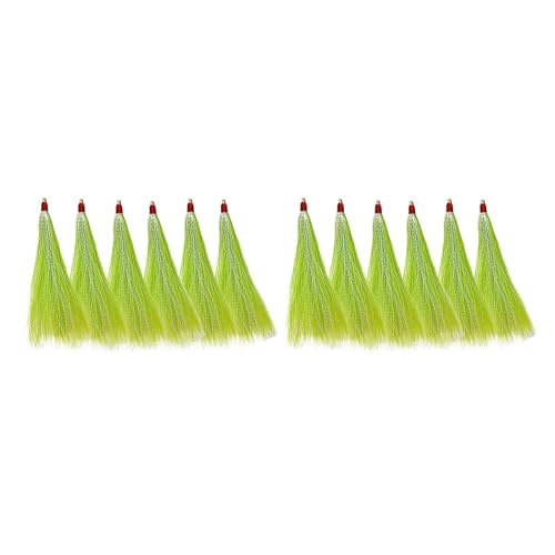 MagiDeal 12 Stück Angel-Bucktail-Teaser, Angelköder, tragbares, handgefertigtes Zubehör, Angelgerät, Salzwasserstecker für das Angeln im Freien, Grün