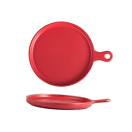 OQHAIR Pizza Serving Tray Mini Loaf Pans Pizza Plates Broiler Pan for Oven Ceramic Dishes Ceramic Baking Pan Food Serving Dish Ceramics Baking Tray with Handle Snack Food Plate Sushi Pie