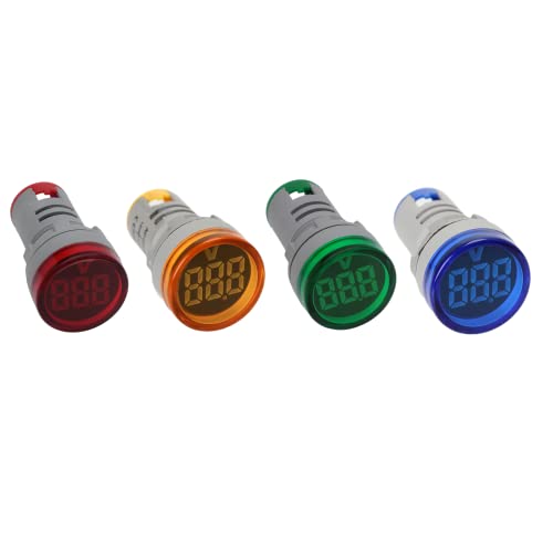 Led Voltage Indicator 22 mm – Digital Voltmeter AC50-500V with led Voltage Display for Control Panels, Machines and Distribution Boxes (4 Pack Assorted)