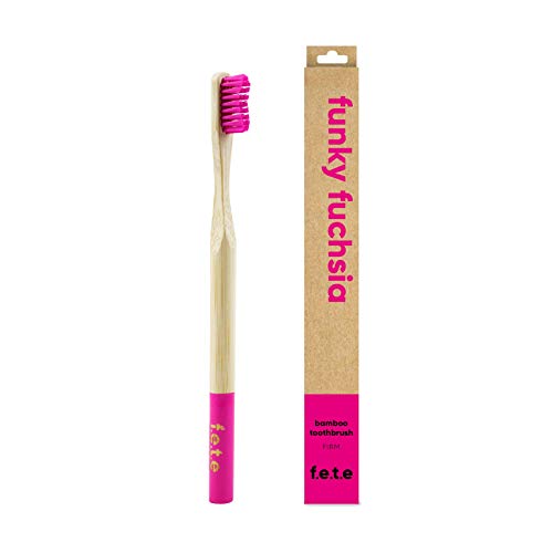 f.e.t.e | Funky Fuchsia Bamboo Toothbrush | Biodegradable & Compostable Handle | Recyclable Firm Bristles | Sustainable | Vegan