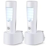 2-Pack Plug in Motion Sensor Night Light, 4 in 1 Emergency Light with Rechargeable Base, Bright Power Failure Light, Portable Emergency Torch, Plug in Night Light for Hallway Stairs Nursery Bedroom