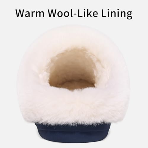 Image of Evshine Warm Knit House Slippers for Women Comfy Wool-Like Lined Chenille Slippers with Memory Foam and Indoor Outdoor Soles