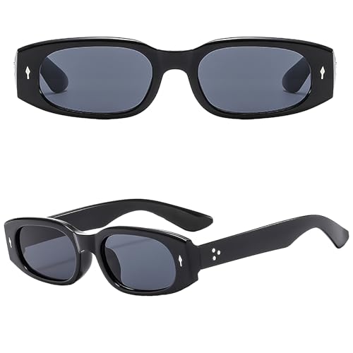 SDINM Retro Rectangle Sunglasses for Women Men Fashion Narrow Square Frame Vintage 90s Accessories Y2k Style